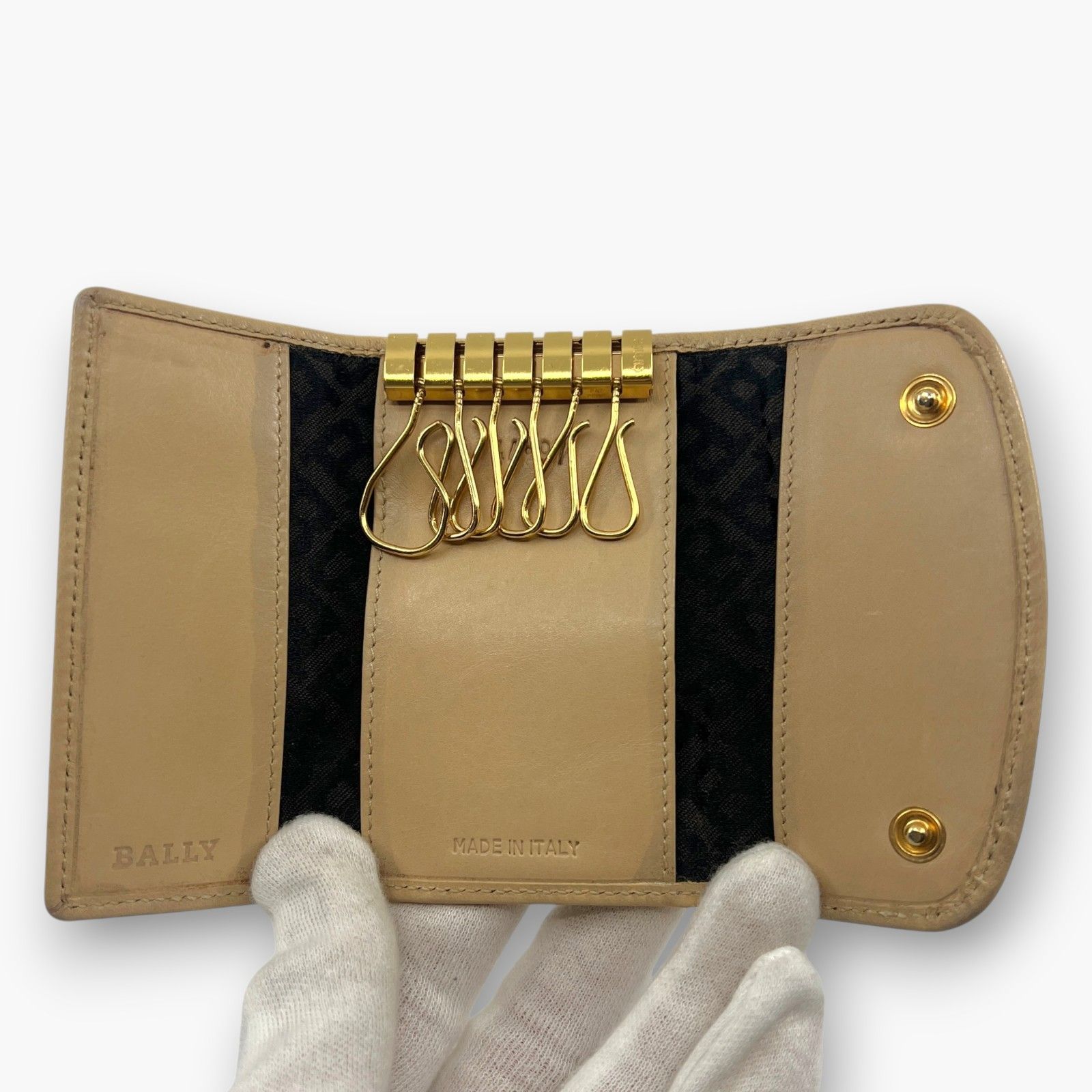 美品】BALLY バリー キーケース 6連 レザー ベージュ イタリア製