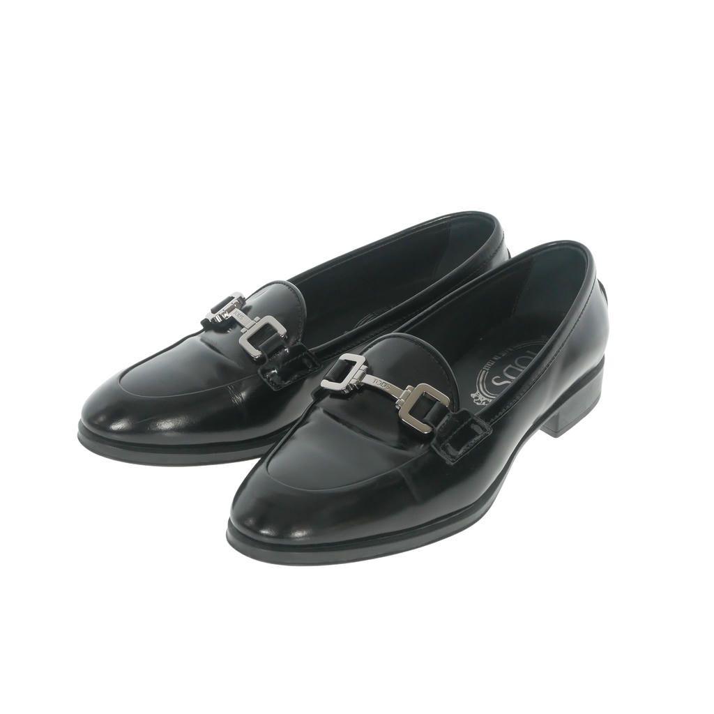 トッズ TOD'S MOCASSINO GOMMA レザー ローファー シューズ 靴 35 1/2 ブラック 黒 XXW0OE0I080SHAB999