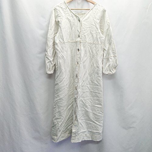 ■ CIAOPANIC TYPY チャオパニックティピー デニム 長袖 ロング丈 ワンピース サイズ1 ホワイト レディース E 【1407180051065】