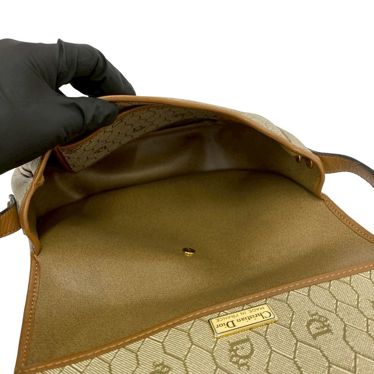 極 美品 Christian Dior ディオール ヴィンテージ ロゴ 金具 ハニカム 