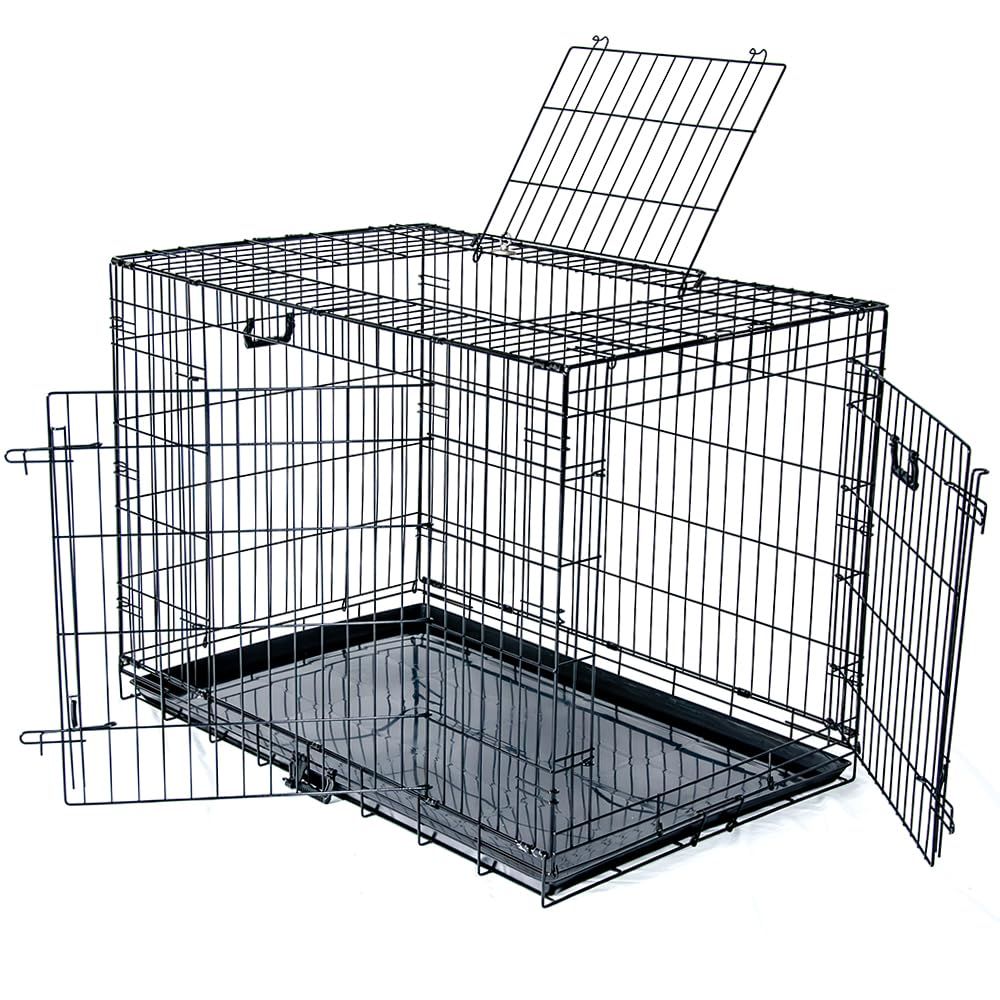 プチリュバン ペットケージ スリードア 犬 猫 XLサイズ トレー付き 幅69.5×奥行106.5×高77.7cm スチール製 3ドア ケージ ゲージ ペットサークル ペットゲージ 折りたたみ 小型犬 中型犬 大型犬