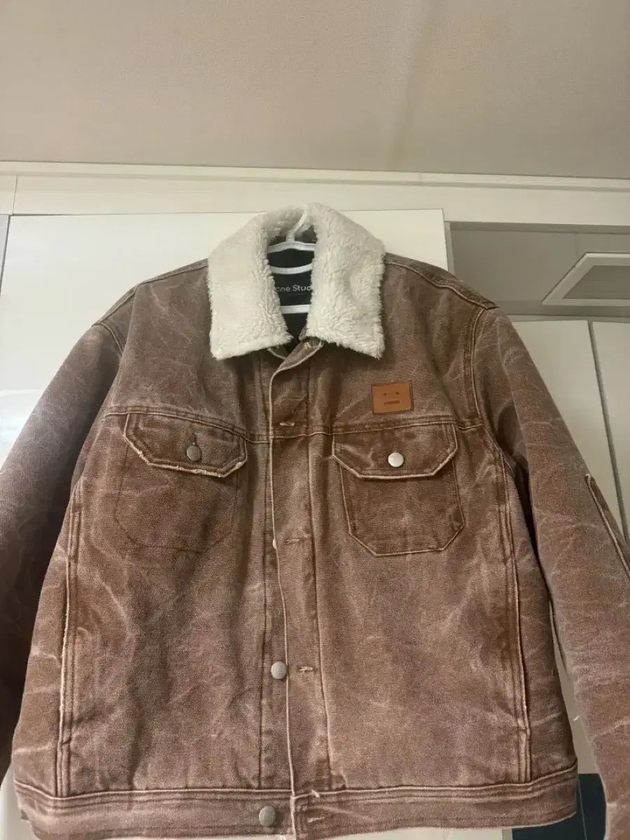 アクネ ストゥディオズ ブラウン デニム ファー ジャケット