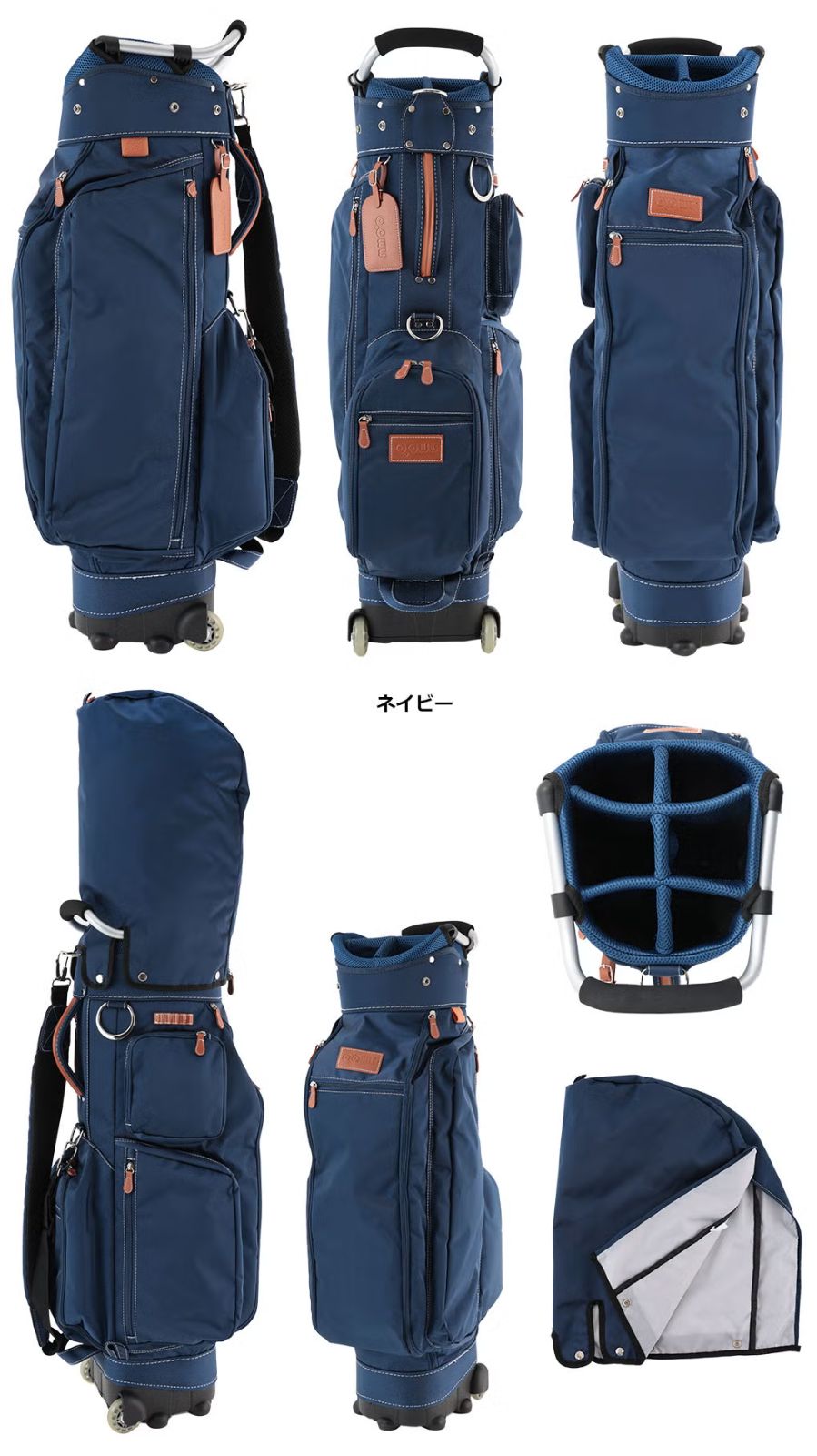Cb【新品未使用】OOWLS キャスター付き キャディバッグ メンズサイズ 9.5型 47インチ対応 (アイアンカバー付き）ネイビー ゴルフバッグ カートタイプ JYPRF24TCB 【ジーパーズオリジナル】（通販部）