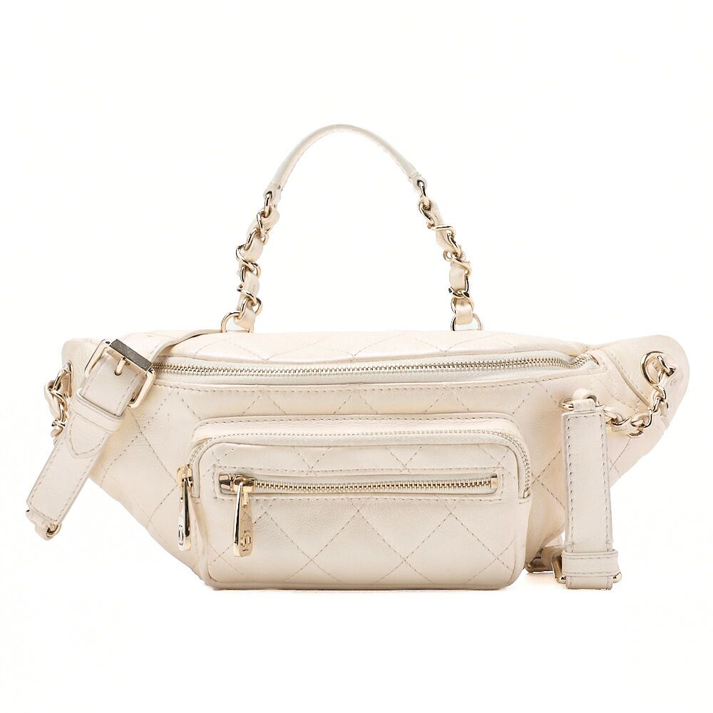 CHANEL シャネル　 ウエストバッグ　2way 　マトラッセ　ラムスキン　パールアイボリー　 ゴールド金具 　レディースバッグ ブランド【中古】【送料無料】