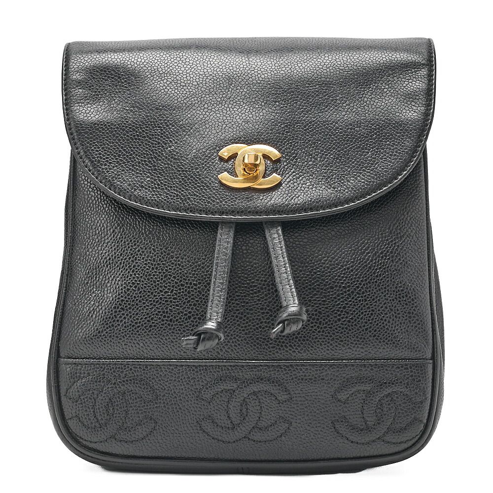 CHANEL シャネル トリプルココマーク ターンロック チェーンリュック キャビアスキン 黒（ゴールド金具） レディースバッグ チェーンリュック レディースチェーンリュック ハイブランド【中古】【送料無料】