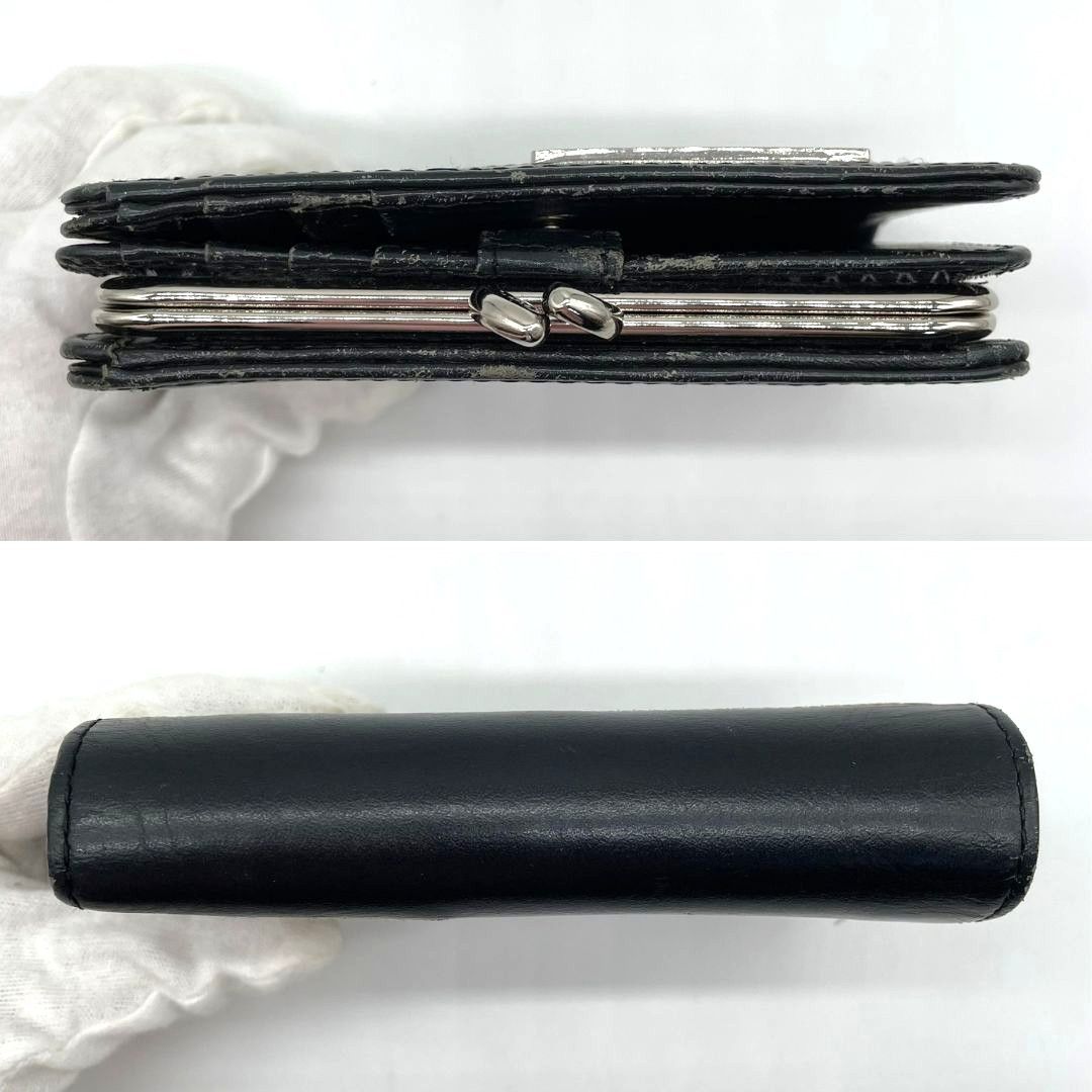 ルルギネス LULU GUINNESS 二つ折り財布 がま口財布 レザー ブラック