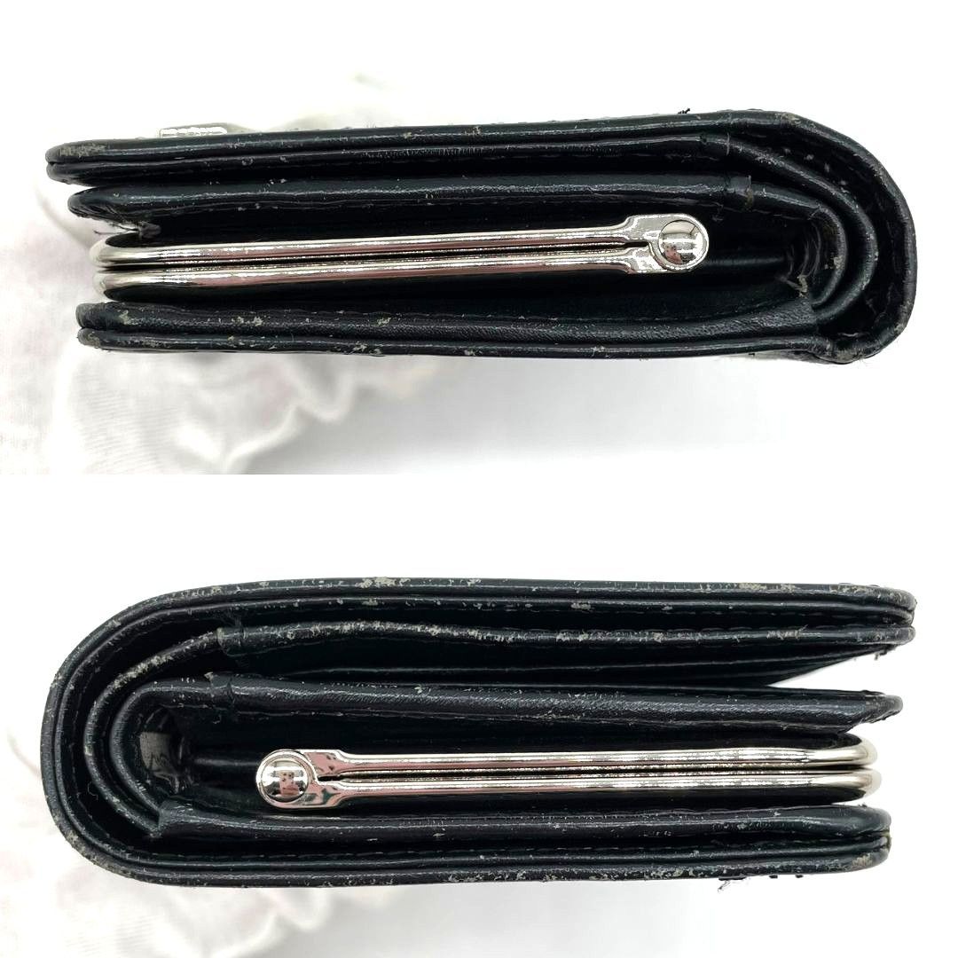 ルルギネス LULU GUINNESS 二つ折り財布 がま口財布 レザー ブラック