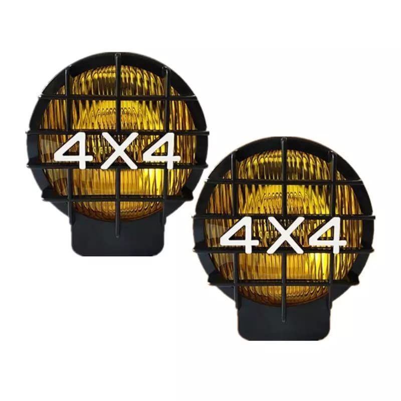 ☆新品☆【Deepa】4x4 ガード付き ハロゲン フォグランプ 2個セット オフロード 丸型 12V 24V 55W イエローレンズ 4WD f3e3336b