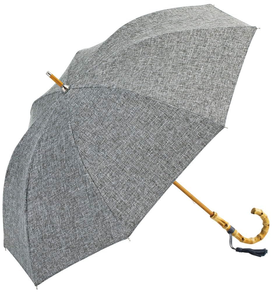 ビコーズ because 長傘 47cm UVカット約99% 日傘 ポリエステル バンブーハンドル 晴雨兼用 レディース 婦人傘 おしゃれ グレー 小さめ プレーンカラーe 1cd3496d