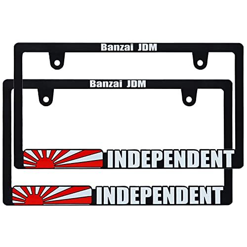 【新法規対応品】INDEPENDENT RAISED 3D 立体 ナンバーフレーム 普通車 軽自動車用 艶消し ブラック インデペンデント 日章旗 USDM (２枚セット)kk 5b942975