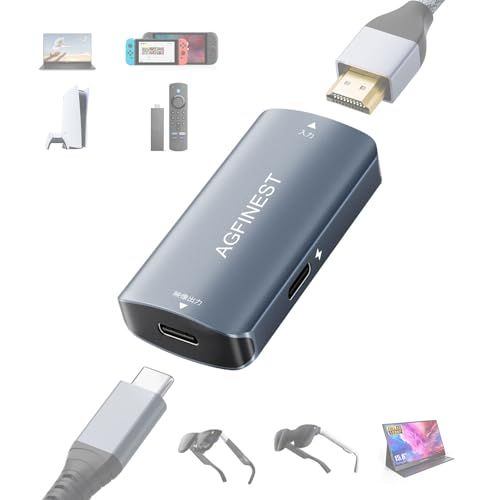 HDMI to USB-C変換アダプター 4K@60Hz対応|ノートPC/ゲーム機の映像を、ARグラスやポータブルモニターに表示|単方向(HDMIメス → Type-Cメス)対応で、Fire TV Stick・PS5・Xbox・SwitchやXREAL・Ras