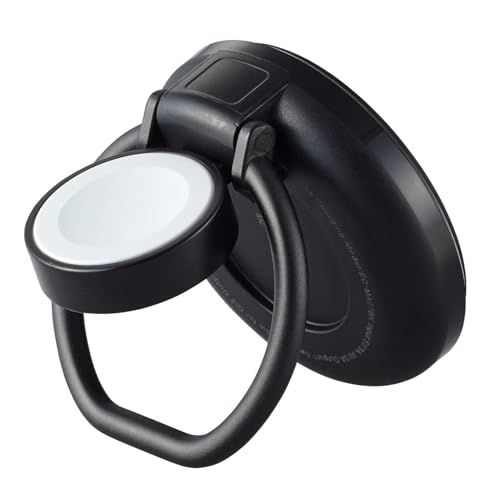 エレコム Qi2 充電器 15W 2in1 Apple Watch 対応 AirPods 正規認証品 リング型 ブラック EC-MA07BKas