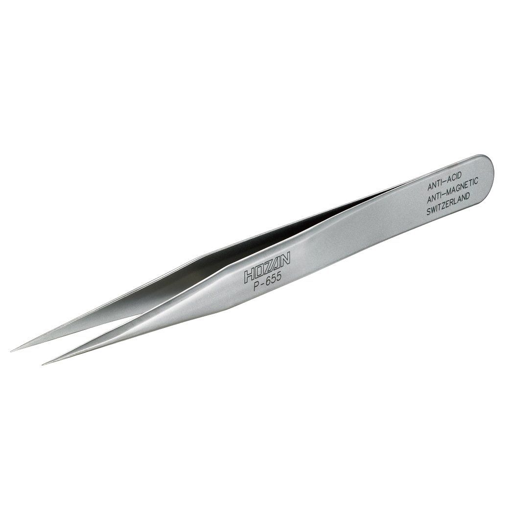 HOZAN (HOZAN) Tweezers, Precise Type, Completely Non-Magnetic, Total Length: 120mm, Opening Width: 8mm, Tip Width: 0.2mm, Straight Type, P-655 (cannot be shipped to Okinawa/remote islands) b19cc9ae
