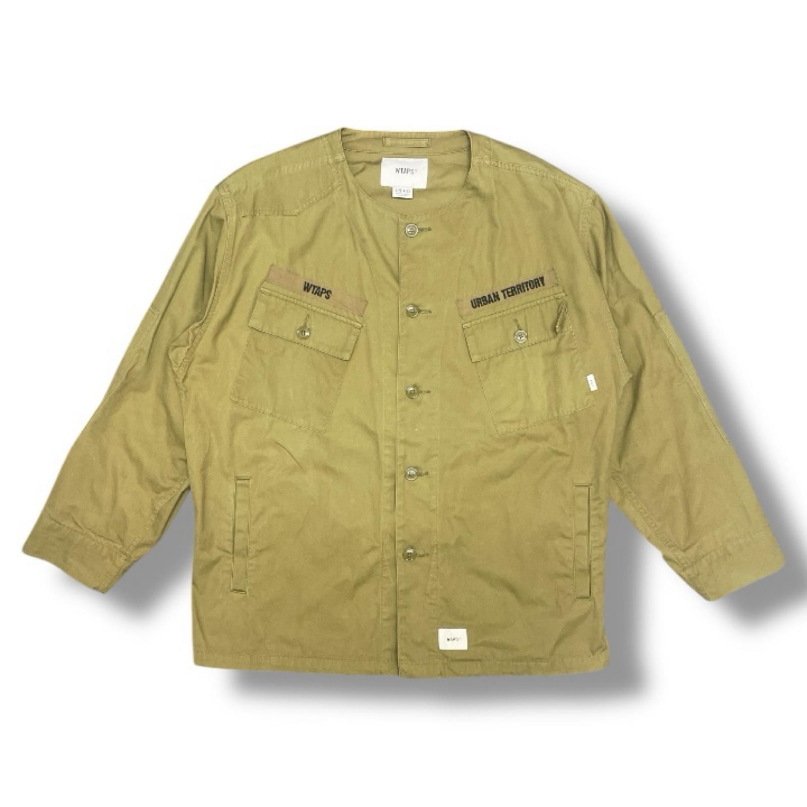 WTAPS 20AW SCOUT / LS / COTTON. WEATHER ミリタリージャケット ノーカラーブルゾン ダブルタップス 202WVDT-SHM02 オリーブ 3 （15514M）