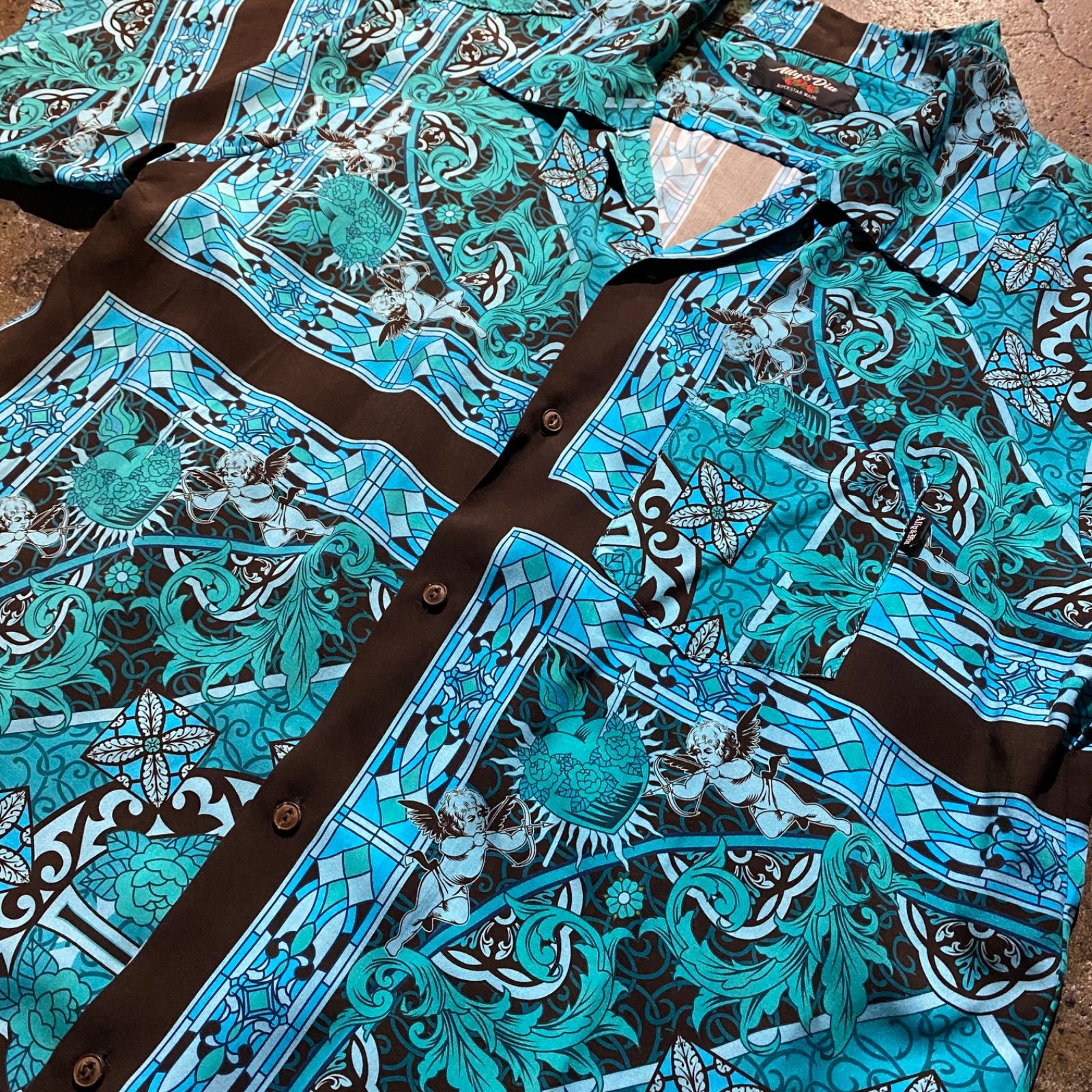 ALLY & DIA STAIND GLASS ALLOVER SHIRT sizeL アリーアンドダイア 総