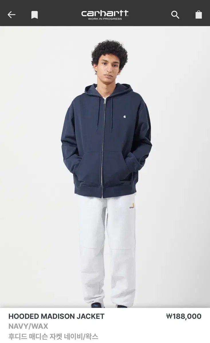Carhartt WIP(カーハートダブリューアイピー) メディソン ジップアップ フーディー ネイビー XXL