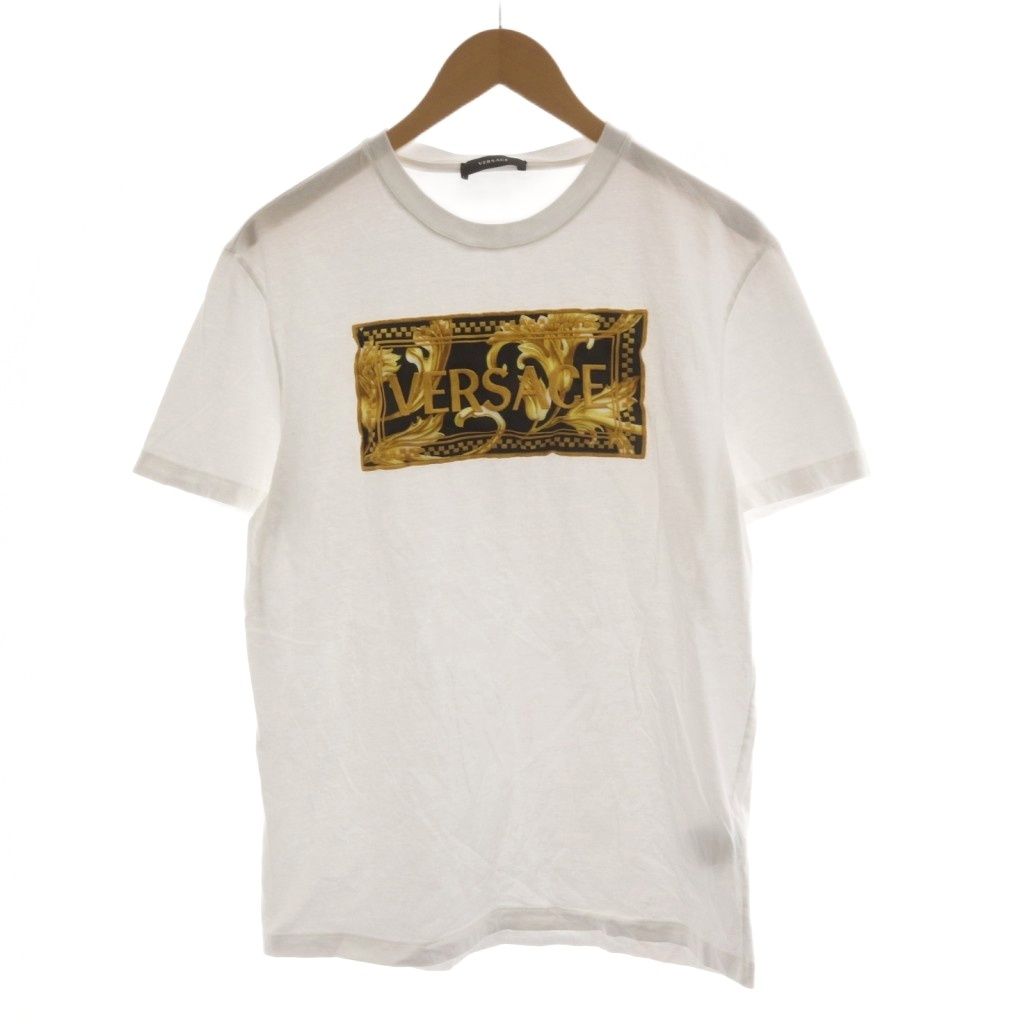 ヴェルサーチ ヴェルサーチェ VERSACE Box Embroidery Logo T-shirt Tシャツ カットソー 半袖 ロゴ L 白 ホワイト A89502S /AN66