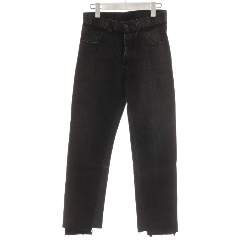 メゾンマルジェラ 1 Maison Margiela 1 21SS 再構築デニムパンツ ジーンズ ジーパン Gパン ボタンフライ アシンメトリー 38 黒 ブラック S51LA0132 S30496 /AN85