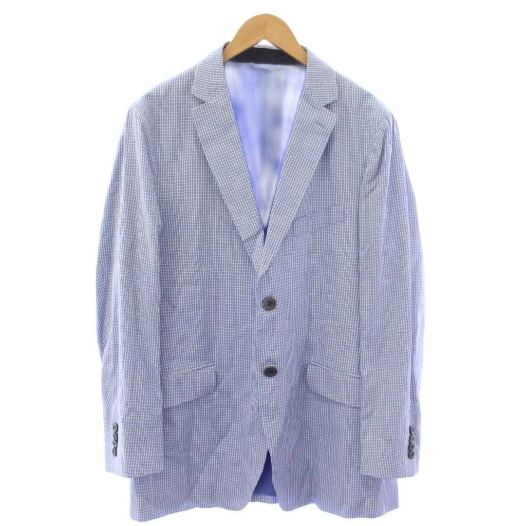 エトロ ETRO テーラードジャケット シングル チェック柄 56 青 ブルー 171-1J820-6029 /TK