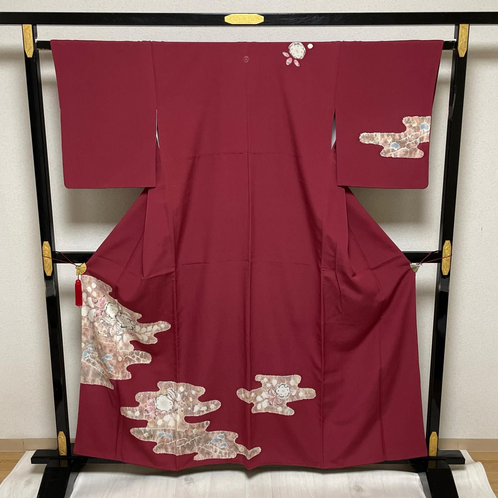 付け下げ　辻ヶ花　ちりめん作家もの　正絹 付下げ ちりめん 美しい辻ヶ花 着物 正絹 一つ紋 X-1876 - メルカリ