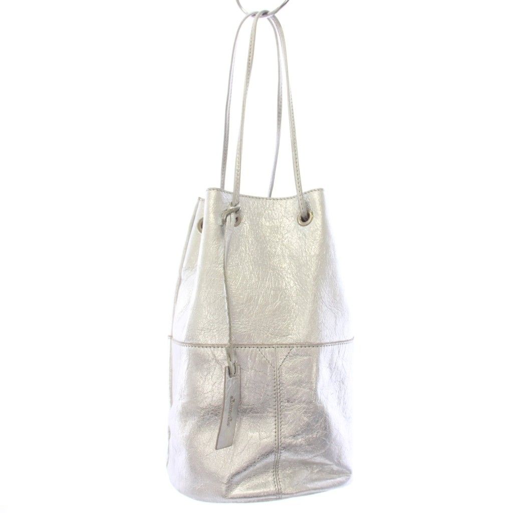 allureville アルアバイル ラウンドショルダーバッグ アルアバイル allureville ショルダーバッグ ハンドバッグ 巾着 レザー シルバー TK - メルカリ