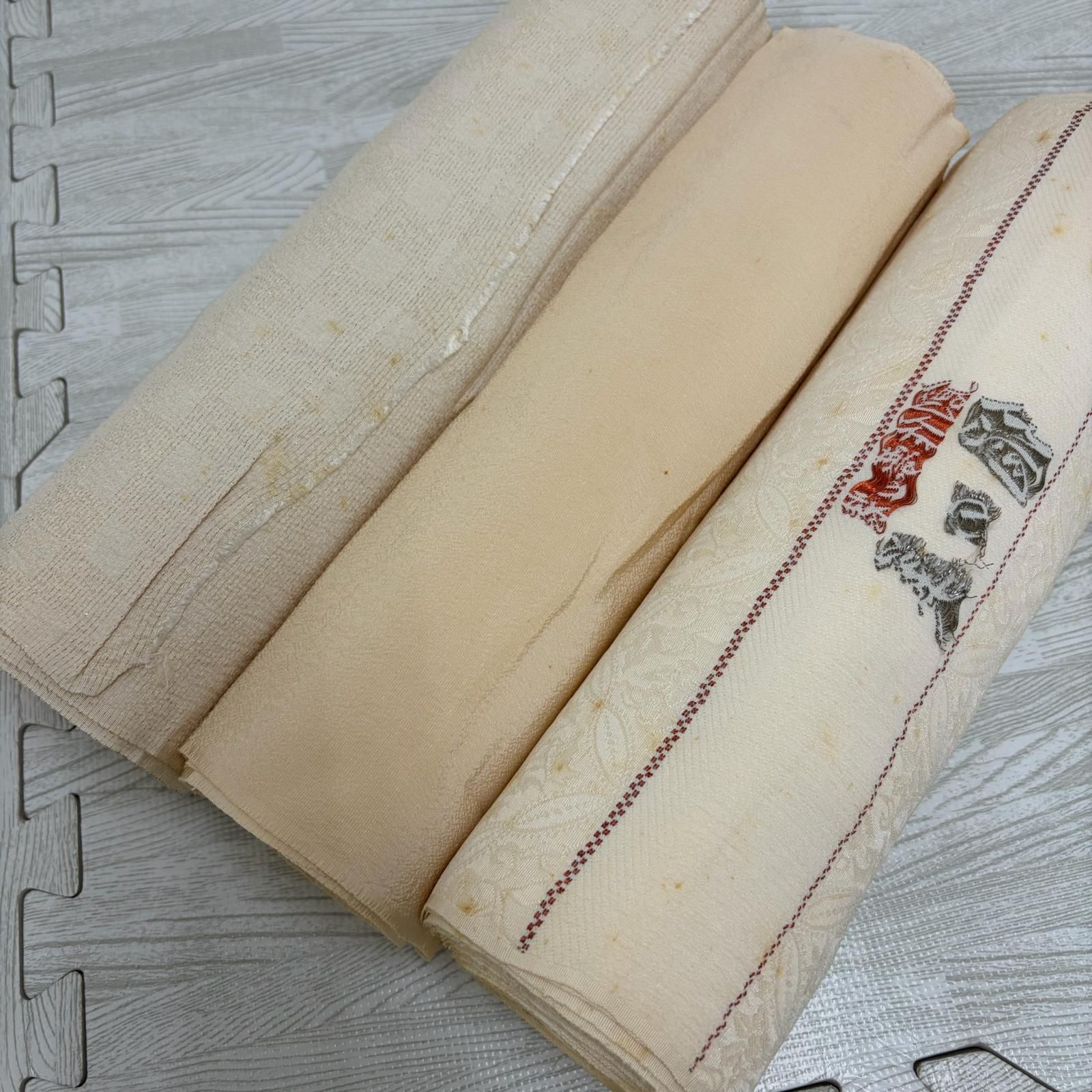 白反物 キレ 正絹3本 まとめ売り リメイク材料 s-307