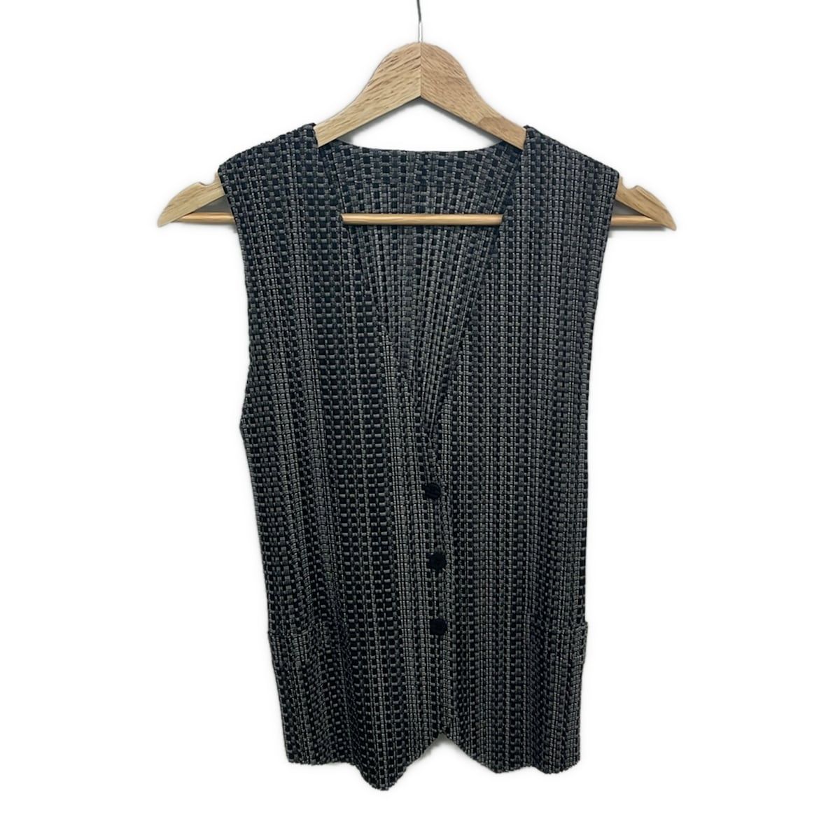 PLEATS PLEASE(プリーツプリーズ) ベスト サイズ3 L レディース美品 - グレー×黒