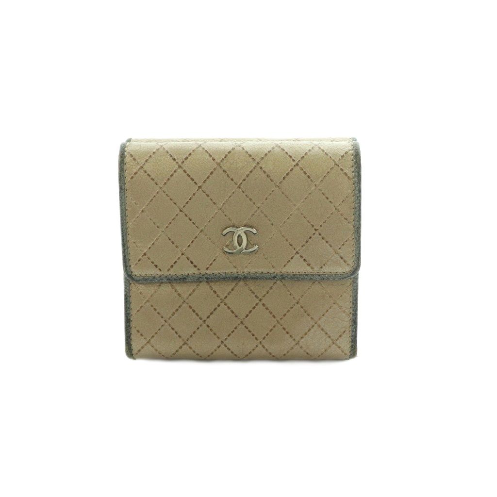 シャネル CHANEL 11番台 ビコローレ 三つ折り財布 小銭入れ コンパクトウォレット ベージュ /MI ■OS ■OH