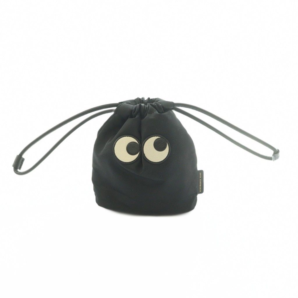 アニヤハインドマーチ ANYA HINDMARCH Eyes ドローストリング ポーチ 巾着 黒 /MI ■OS