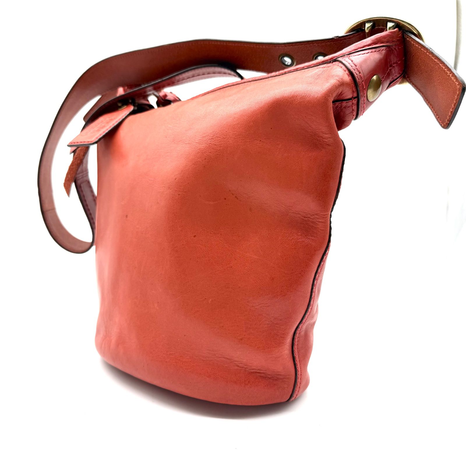 COACH y2k bucket red leather shoulder bag 00s コーチ ショルダーバッグ バケツ型