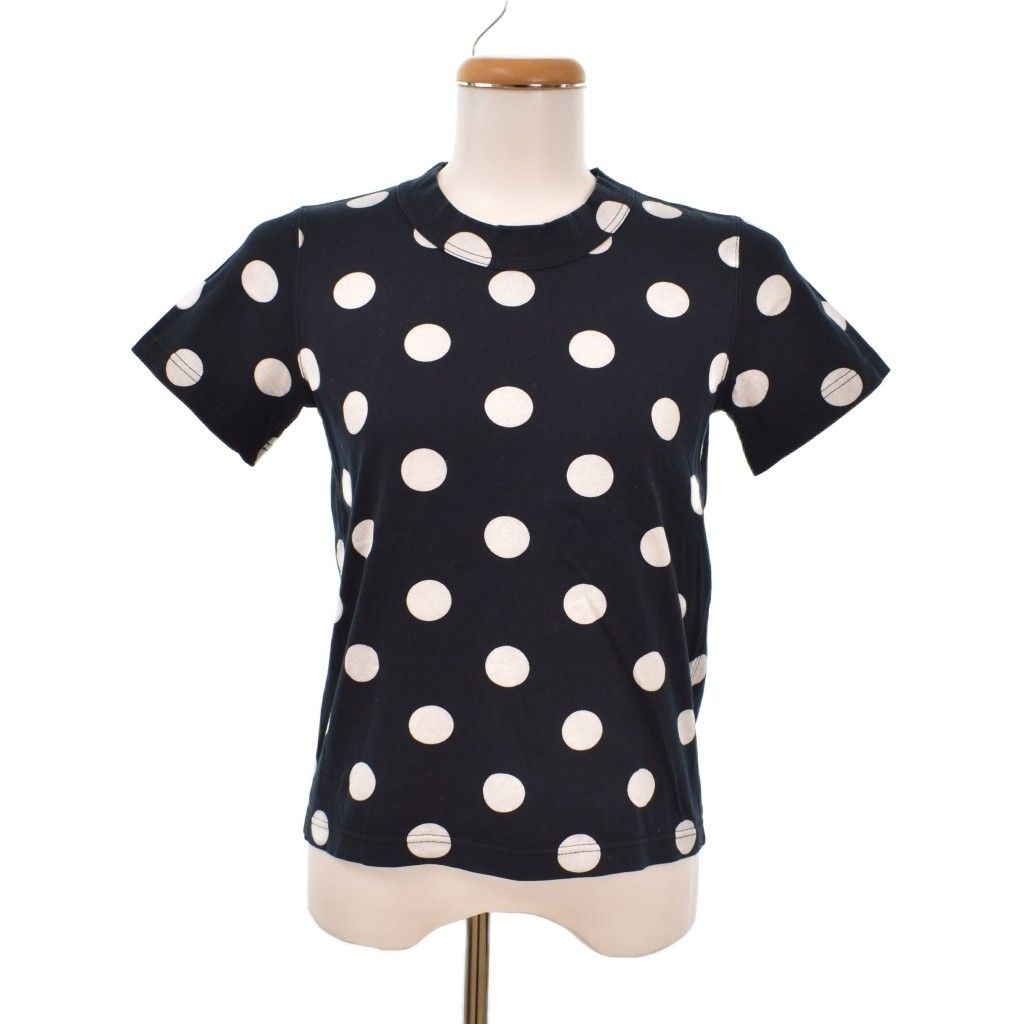 ジュンヤワタナベ JUNYA WATANABE COMME des GARCONS Tシャツ 半袖 ドット柄 水玉模様 クルーネック プルオーバー S 黒 ブラック 白 ホワイト JK-T048