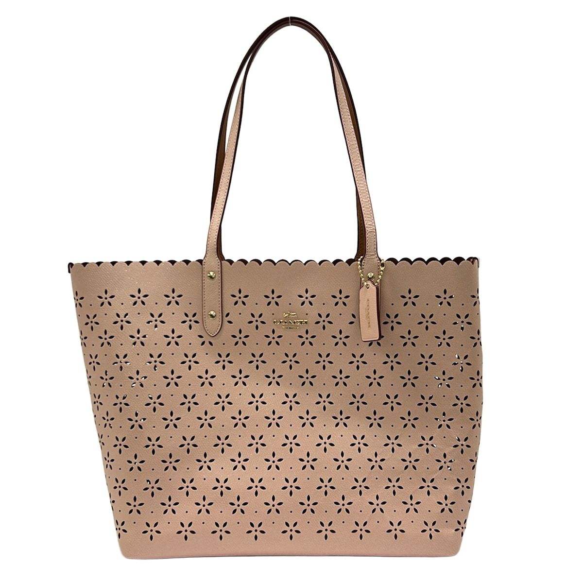 COACH(コーチ) トートバッグ美品 レーザー カット シティー トートバッグ F37650 ピンクベージュ レザー