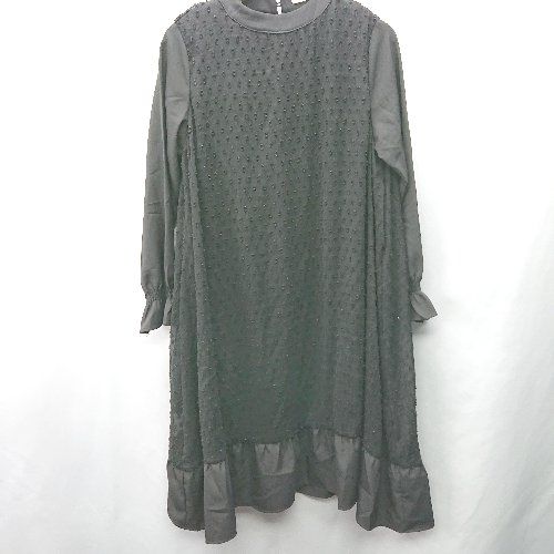 ◇ ⊂ MERLOTPLUS　メルロープラス 表地シアー 半袖 マキシ ワンピース サイズM ブラック レディース E 【1409100066180】