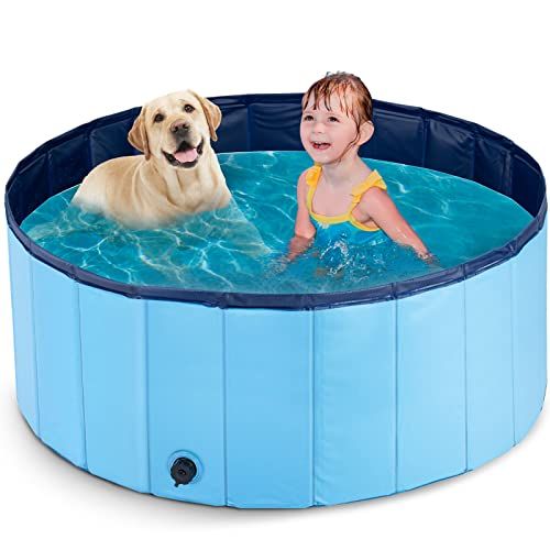Ninonly プール 子供用プール 犬用プール ペット用 バスプール 頑丈設計 折り畳み式 収納便利 排水キャップ付 空気入れ不要 屋内用 お庭用 水遊び 直径120ｘ高さ40cm（ブルー）e 876df2d6