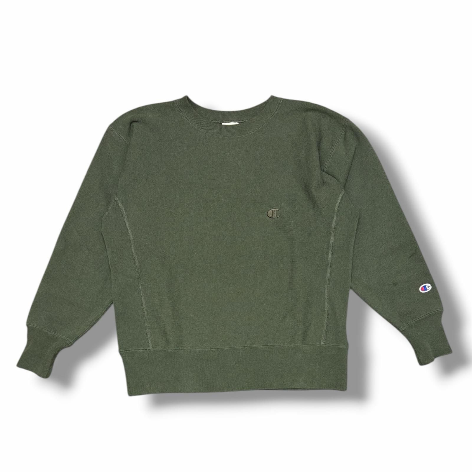 Champion REVERSE WEAVE SWEAT リバースウェーブスウェット エルボーパッチトレーナー チャンピオン C8-A057 ダークグリーン系 M （15438M）