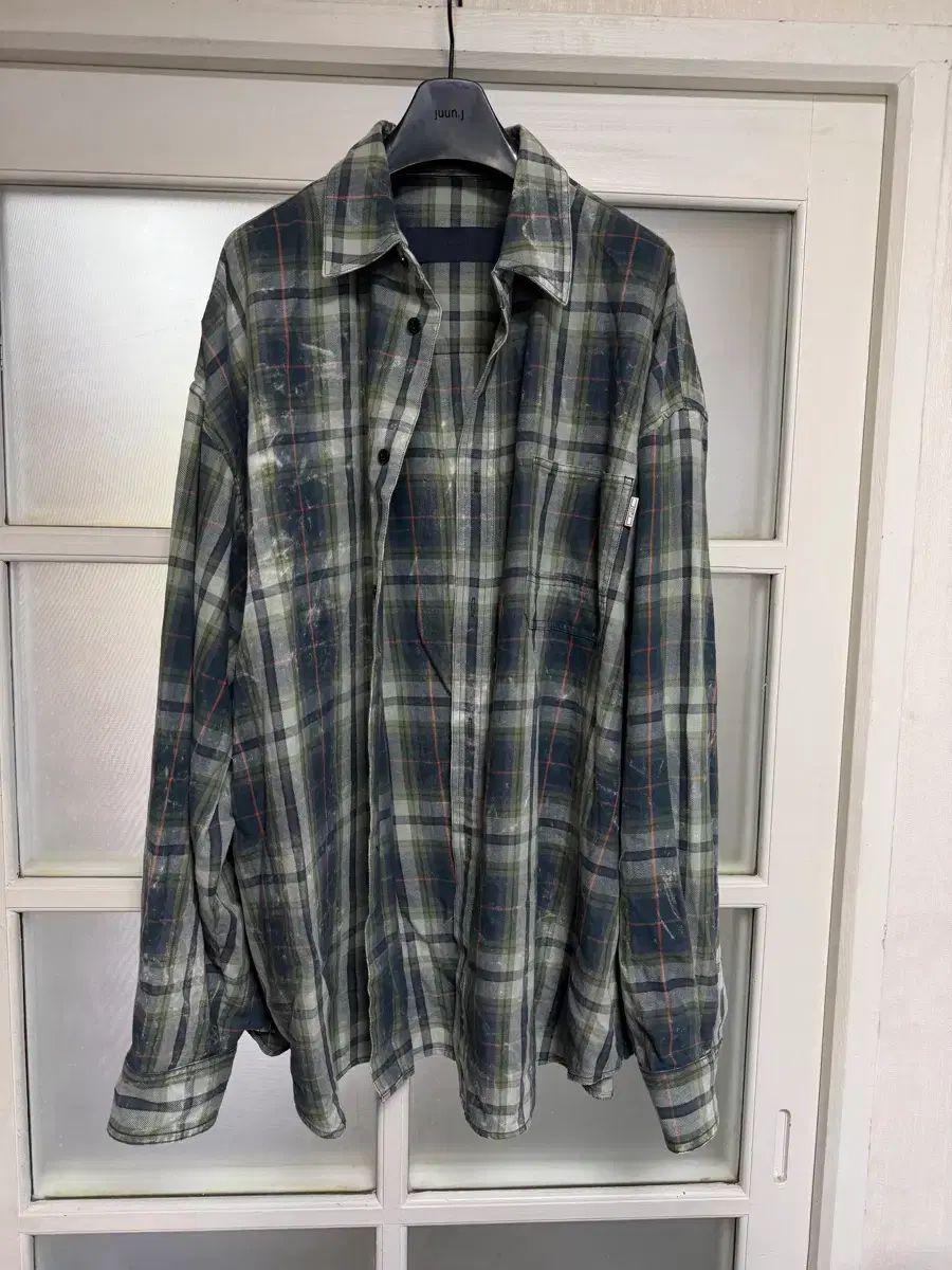 ジュンジェイ 26SS アイランド ウォッシュ ウィキッド グリーン CHECK マックスフィット シャツ - グリーン