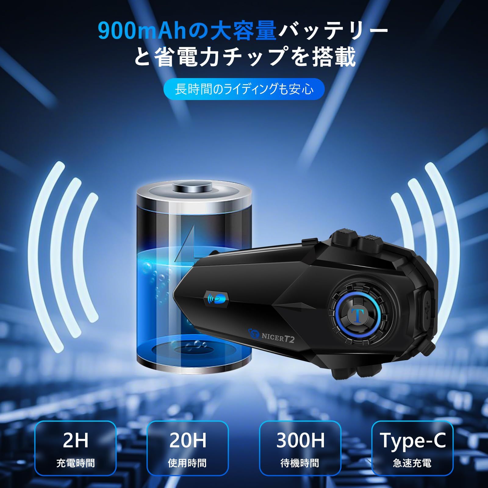 2025 All NEW TNICER バイク インカム T2インカム Bluetooth5.4 