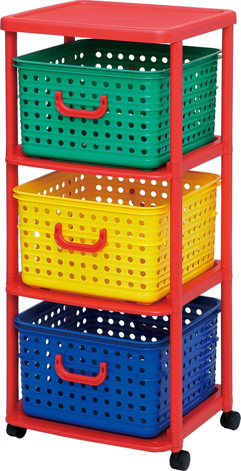 【特価商品】収納バスケット 子供部屋 キッズ 和泉化成 キューブバスケットラック3型キャスター付 (44×40×高103cm)
