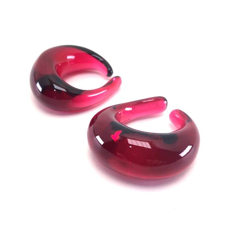 【美品】Baccarat バカラ／イヤーカフ イヤリング ／クリスタルグラス／レッド／BC620