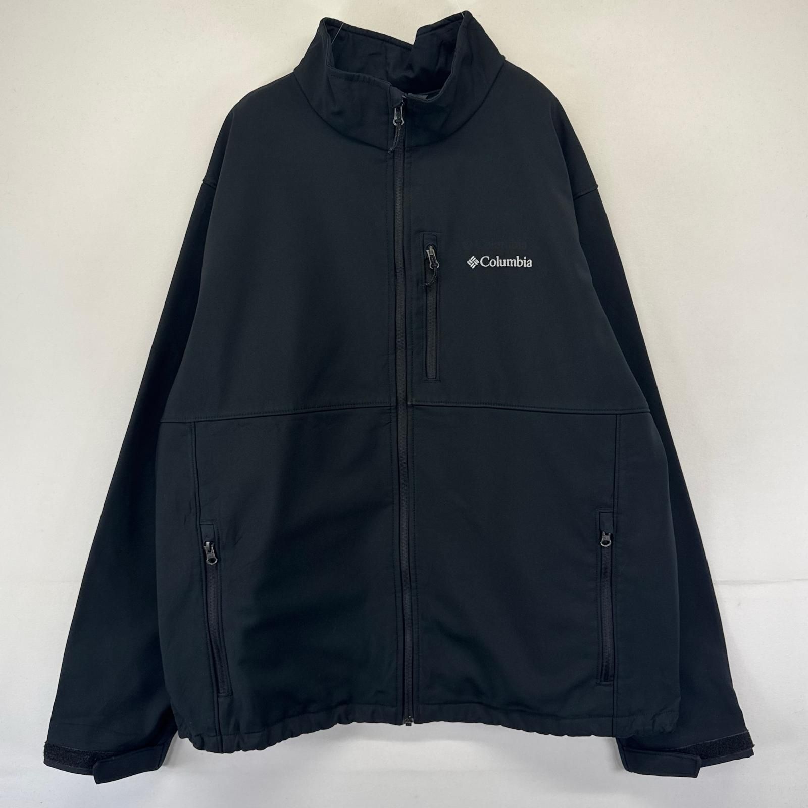 古着 コロンビア Columbia ジャケット フリースライナー シェルジャケット ワンポイントロゴ刺繍 大きいサイズ 2XL ブラック系 メンズ