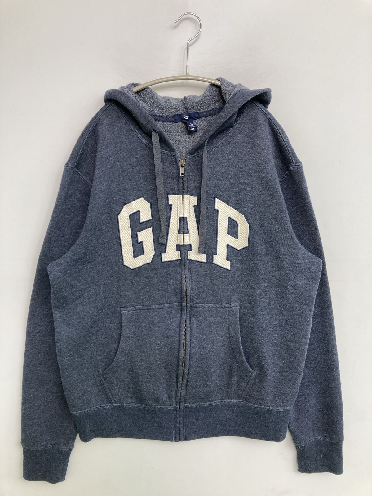 GAP ギャップ パーカー S ネイビー コットン 裏起毛 ブランドロゴ ジップアップ 長袖