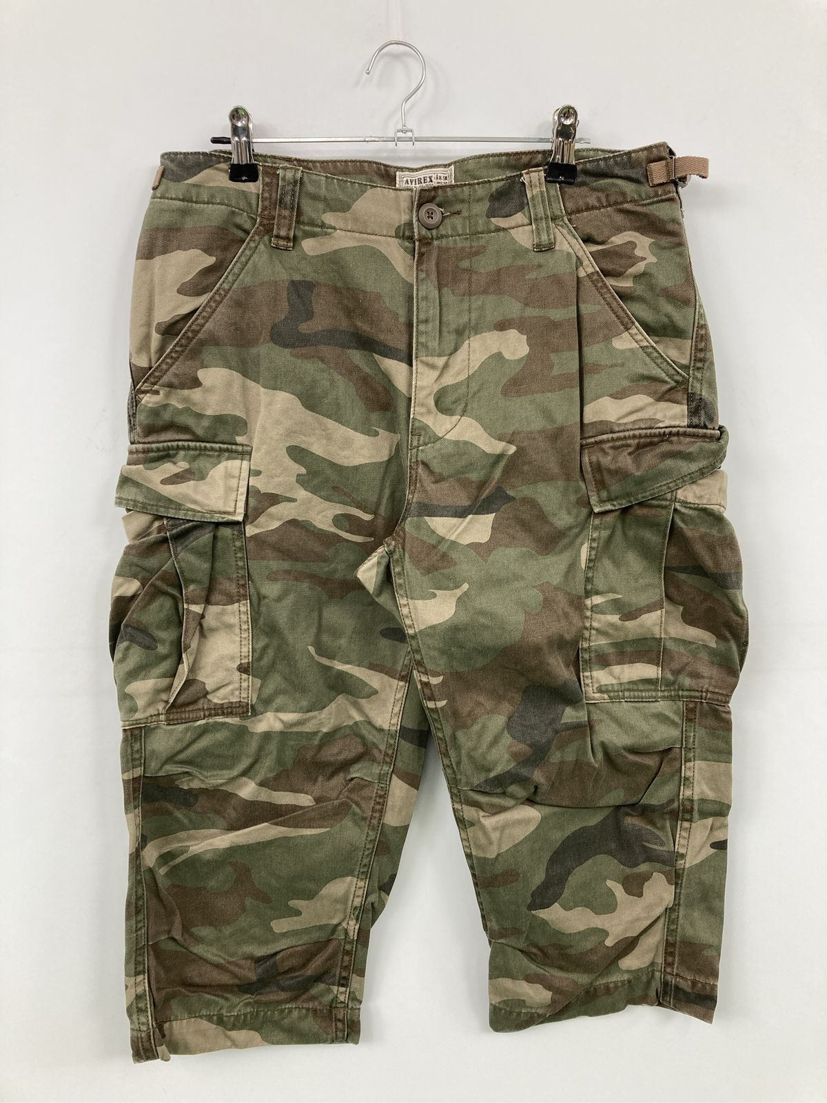 AVIREX アヴィレックス カーゴパンツ M カーキ クロップド・半端丈 コットン カモフラージュ柄 スタンダード レギュラー ウエストゴム・紐