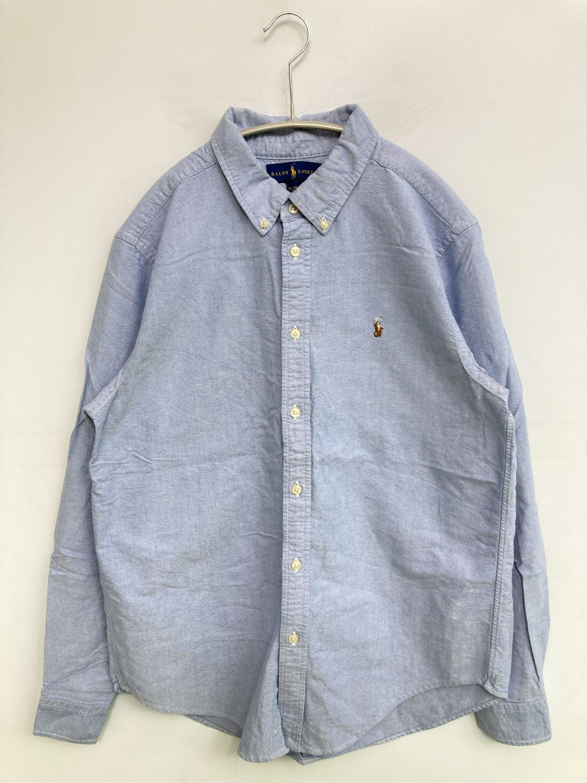 Ralph Lauren ラルフローレン シャツ/ブラウス XL スカイブルー コットン ボタンダウン 長袖 無地 ワンポイント ブランドロゴ ミドル丈
