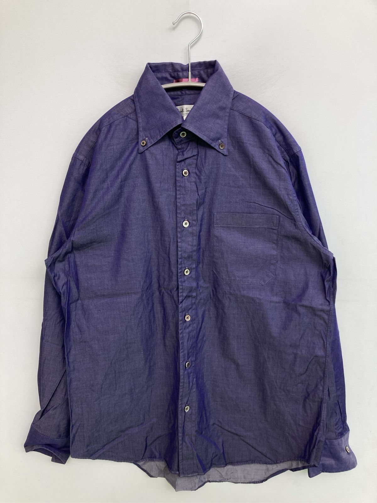 Paul Smith ポールスミス シャツ/ブラウス M パープル コットン ボタンダウン 長袖 無地 ミドル丈