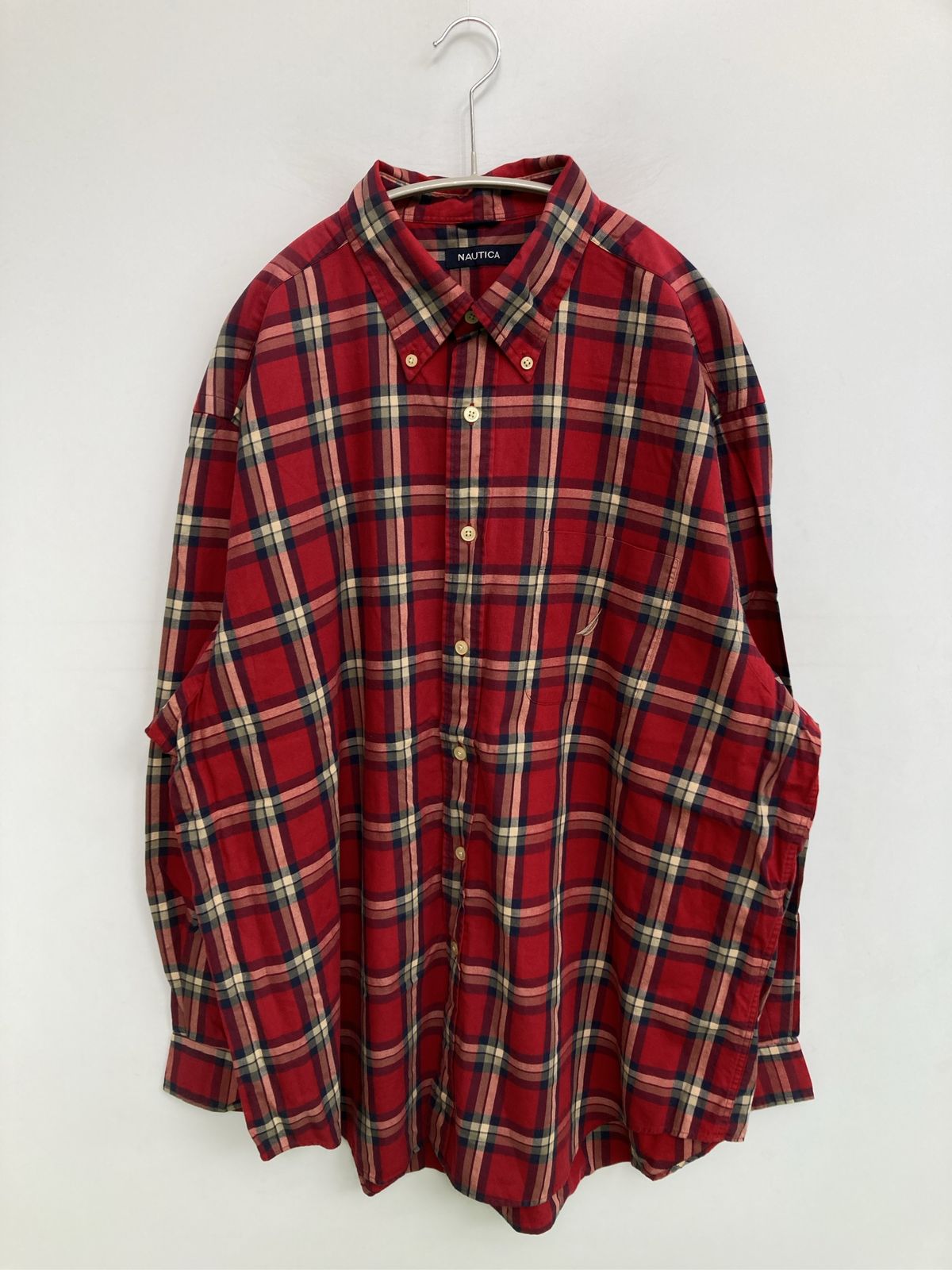 NAUTICA ノーティカ シャツ/ブラウス XL レッド ボタンダウン 長袖 