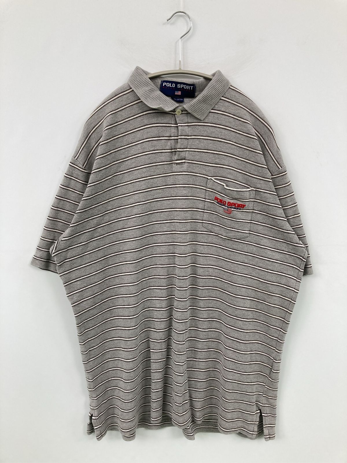 POLO SPORT ポロスポーツ ポロシャツ グレー ボーダー柄 ワンポイント ブランドロゴ 半袖