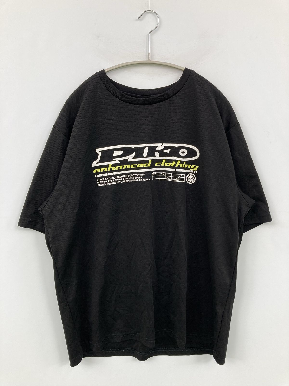 PIKO ピコ Tシャツ/カットソー LL ブラック 前面プリント ブランドロゴ 半袖 ミドル丈 クルーネック(丸首)