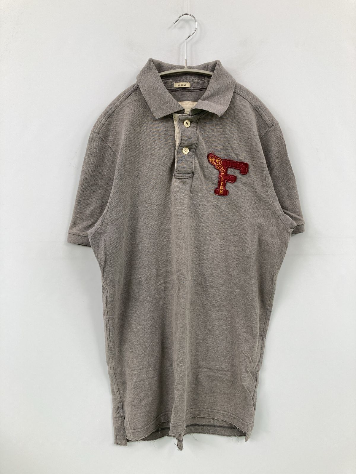 Abercrombie & Fitch アバクロンビーアンドフィッチ ポロシャツ XL グレー 無地 ワンポイント 半袖