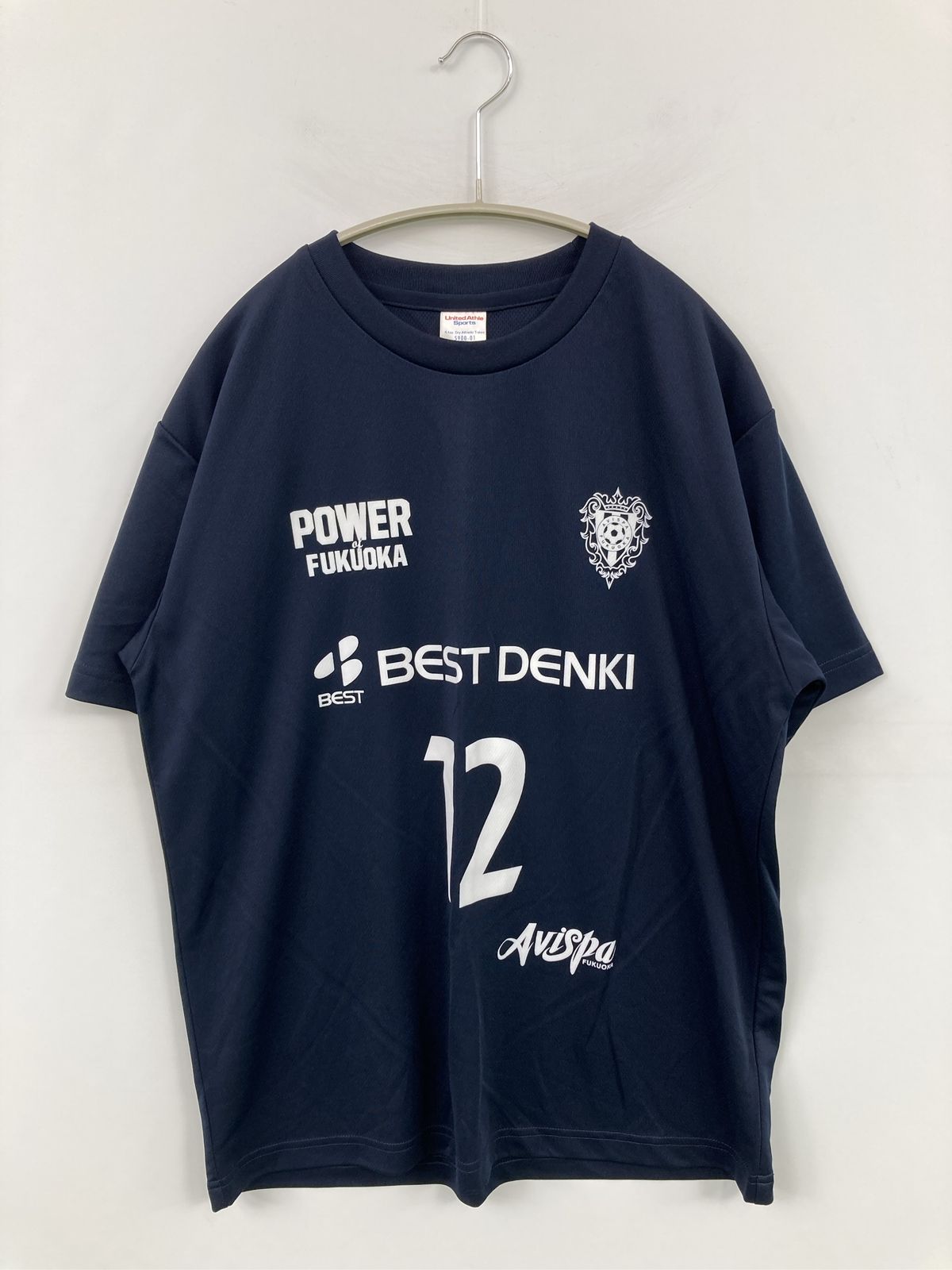 United Athle ユナイテッドアスレ Tシャツ/カットソー L ネイビー クルーネック(丸首) 半袖 前面プリント バックプリント ブランドロゴ ミドル丈