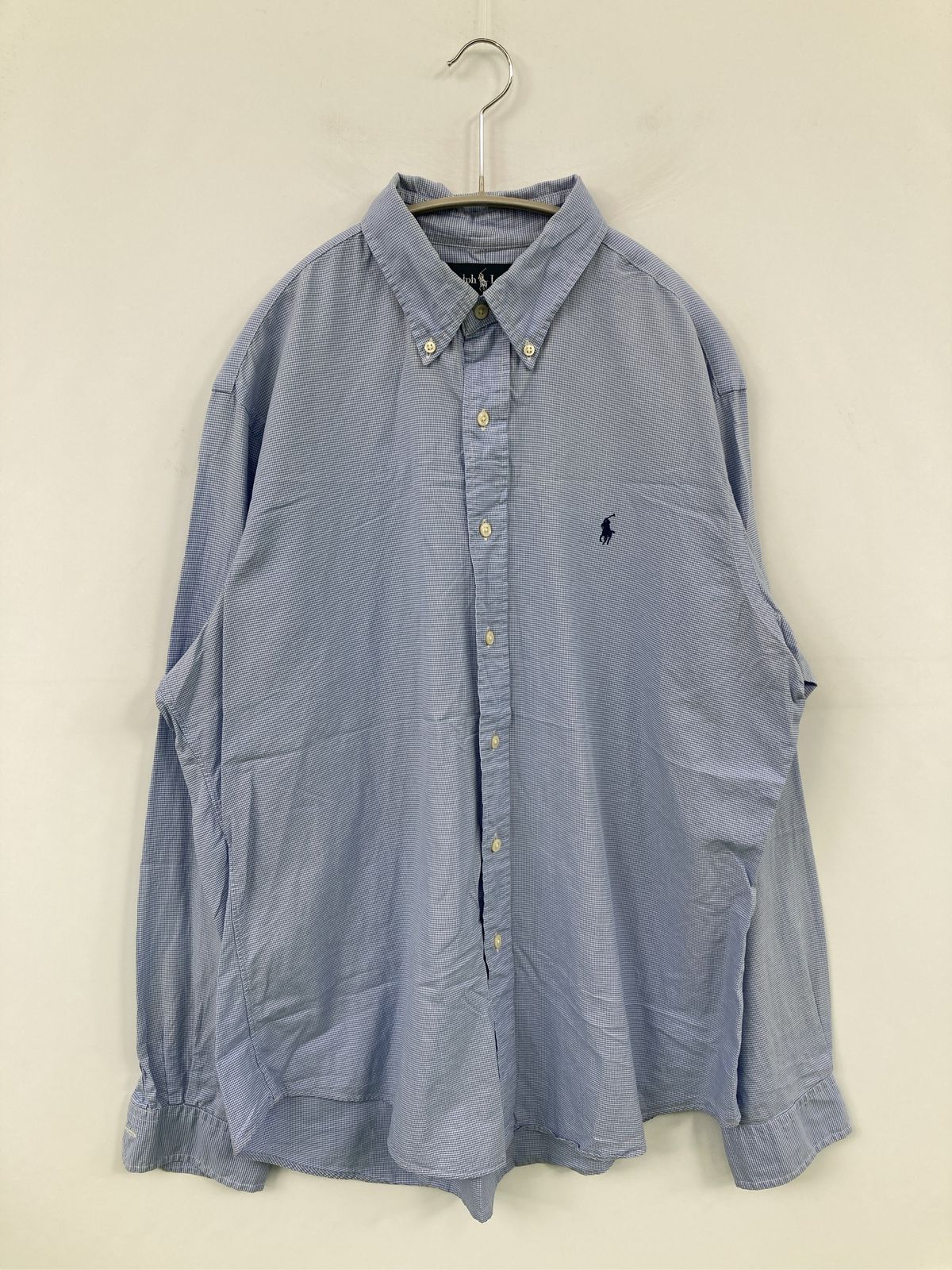 Ralph Lauren ラルフローレン シャツ/ブラウス 16 1/2 180/100A ブルー コットン チェック柄 ワンポイント ブランドロゴ ミドル丈 長袖 ボタンダウン